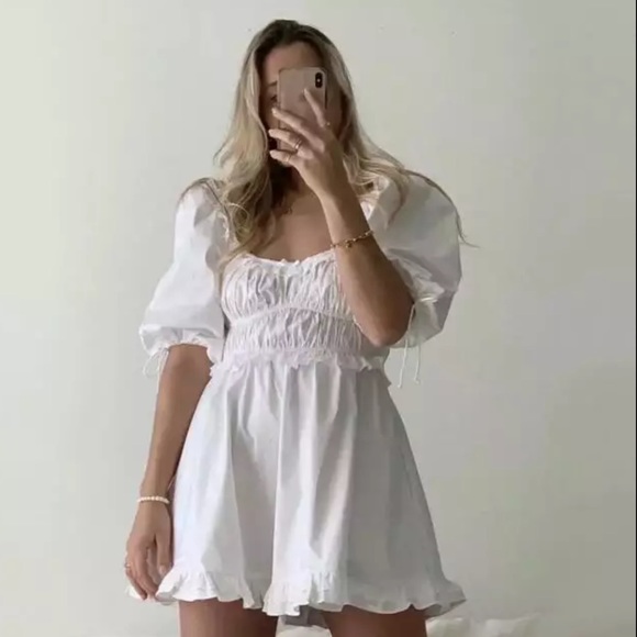 NWOT 2020 Retro Embroidery Elastic Mini Dress Size L - Picture 3 of 12